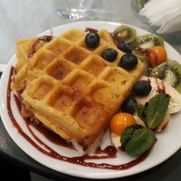 GF vegan waffle at Mazā Terapija in Riga