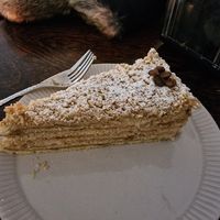 Layered coffee cake at Mazā Terapija in Riga