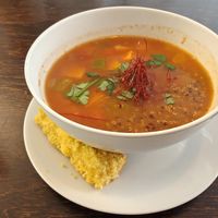Chipotle sweet potato soup at Mazā Terapija in Riga
