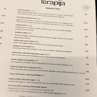 Breakfast Menu  at Mazā Terapija in Riga