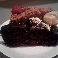 Slice of brownie at Mazā Terapija in Riga