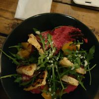 Beetroot humus at Mazā Terapija in Riga