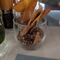 Flatbread for hummus and olives appetizer at Azur - Four Seasons Hotel in Tunis