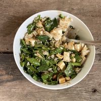 Bland “poke bowl” after being mixed.   at Organi-K in Sayulita