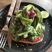 Avocado toast, very small….  at Organi-K in Sayulita