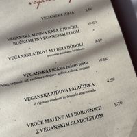 Vegan options in menu. All soups are vegan except beef soup.  at Gostilna in Picerija Ajda in Cankova