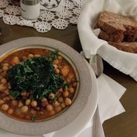 Traditional Bean/Chickpea Stew with Bread at The Singing Nettle - Žara iz duvara in Sarajevo