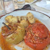 Stuffed pepper and tomato   at Vitamins Taverna in Corfu