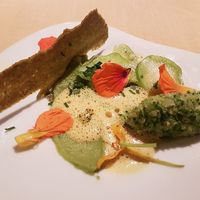 broccoli besengek, pasta with Morrocan herbs at 't Aards Paradijs in Merendree