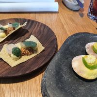 small appetizers with our drinks at Naturell in Ghent