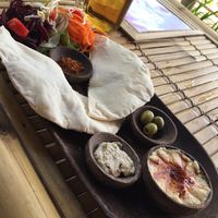 falafel and hummus plate at Nourish Restaurant in 