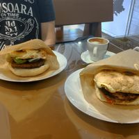 Vegan burger and coffee at Vegan 365 Kitchen in Skopje