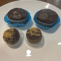 Vegan muffin and energy ball at Vegan 365 Kitchen in Skopje