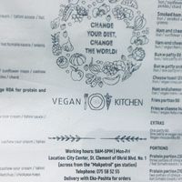 menu at Vegan 365 Kitchen in Skopje