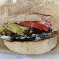Excellent burger. The pickles and mayo hit the spot. at Vegan 365 Kitchen in Skopje