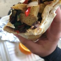 veggie burrito, no eggs, extra potatoes at Looney Bean in Bishop