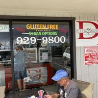 GF and Vegan advertising  at DJ's Pizza and Bakeshop in Ocean View