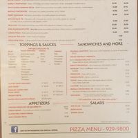 Menu at DJ's Pizza and Bakeshop in Ocean View