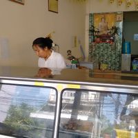 The owner at Raan Ahaan Jai Vegetarian Restaurant in Nakhon Phanom