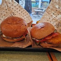 Chicken and beef burgers at Swing Kitchen - Währinger Straße in Vienna