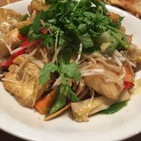 Vegetables over deep fried noodles  at Monpan Shokudo in Kyoto