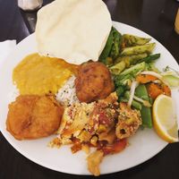 This was only the first plate... so delicious! Loved the dhal, and the fried potatoes were amazing :-) at Govindas - Surfers Paradise in Surfers Paradise