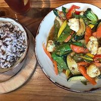 Veg orange sesame stir fry.  Delicious.  at Le Bus in Philadelphia