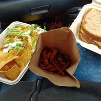 Tacos, sweet potato fries, beyond burger melt at Veggie Grill in Chicago