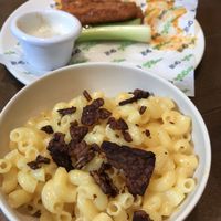 Cheesey mac with vegan bacon  at Veggie Grill in Chicago