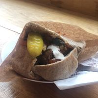 Filled pitta before I bit into it!! at Humpit in York