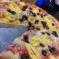 Banana peppers, black and kalamata olives   at Blue Moon Pizza in Fort Myers