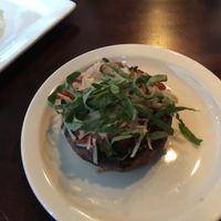 Portobello mushroom! Stuffed with vegan cheese and tomato’s! Delicious  at Blue Moon Pizza in Fort Myers