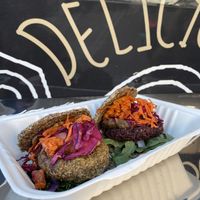 Raw burger at Gangster Vegan in Phoenixville