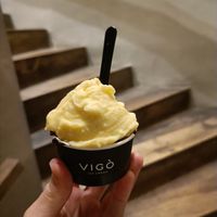 Passion fruit and chocolate with orange at Vigo Ice Cream in Ljubljana