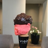 Chocolate and strawberry  at Vigo Ice Cream in Ljubljana