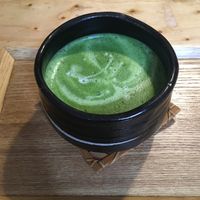 Matcha latte with oat milk at Ippuku Tea House in York