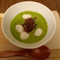 Veganuary set menu dessert: Matcha zenzai-very different but yummy at Ippuku Tea House in York