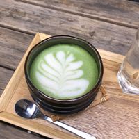 oat milk matcha latte  at Ippuku Tea House in York