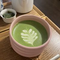 Matcha with coconut milk  at Ippuku Tea House in York