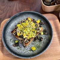 Miso butter mushrooms with scrambled tofu on toast at Ippuku Tea House in York