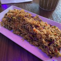 Pineapple fried rice with tofu  at The Tilted Tiki in Stillwater
