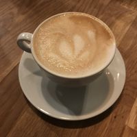 Cappuccino on soy milk   at Bhajan Cafe in Krakow