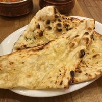 Garlic naan at Bhajan Cafe in Krakow