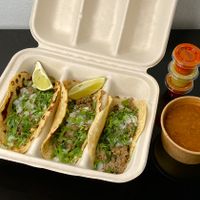traditional quinoa lentil tacos + smoky beans (takeout) at Rocket Taco in Seattle