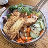 Banh mi bowl with chile-agave tofu  at NU Kitchen in Worcester
