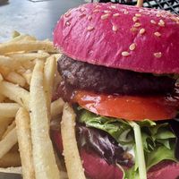 Vegan burger  at Land & Sea Brewery in Noosaville