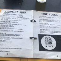 Current vegan menu, cute calling it fine, next to junk being mainly meat   at Land & Sea Brewery in Noosaville