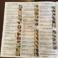 Menu.  at Athena's in Shreveport