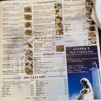 Menu.  at Athena's in Shreveport