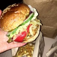 Vegan burger at Perla Nera in 